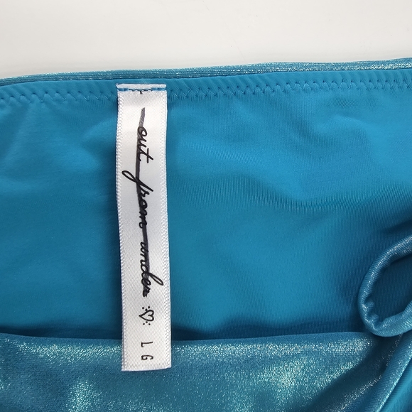 NWOT Urban Outfitters Out From Under Metallic Teal Liquid Shine Bikini Bottom L - Picture 5 of 7